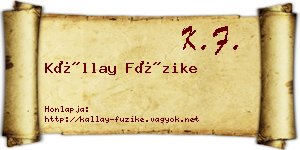 Kállay Füzike névjegykártya
